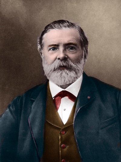 Portrett av Etienne-Jules Marey (1830-1904); engelsk vitenskapsmann og kronofotograf; oppfinner av sphygmograph og en pioner innen fotografi og kino. Foto av Nadar, Paul (1856-1939). Digital fargelegging. av Paul Nadar