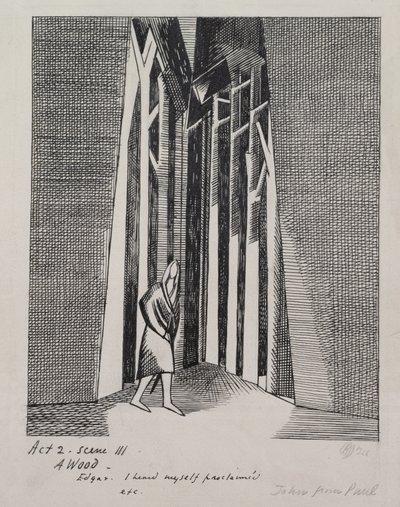 A Wood- Illustrasjon for 'Kong Lear', Act 2 Scene III av Paul Nash