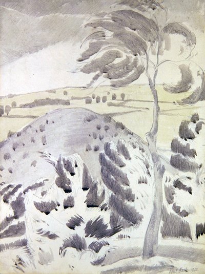 Hill og tre av Paul Nash