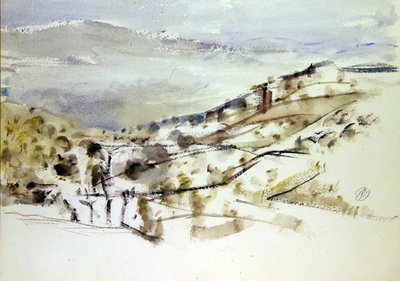 Landscape Emerging, nr. 3 (akvarell og kritt på papir) av Paul Nash