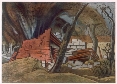 Shell Bursting, fra britiske artister ved fronten, fortsettelse av vestfronten, del tre, Paul Nash av Paul Nash