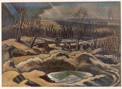 The Field at Passchendaele, British Artists at the Front, Continuation of The Western Front, Part Three, Paul Nash   1403520   no       norwegian Successfully Translated  Original: Cotton Tiberius B. V, Part 1, f.40v, A ship, with tower and a serpent head  av Paul Nash