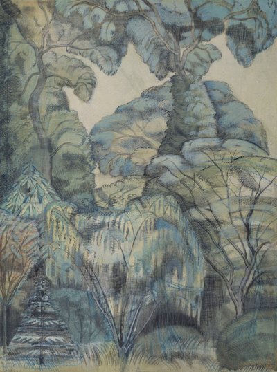 Trær i Bird Garden, Iver Heath av Paul Nash
