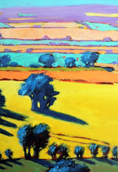 Cotswold Way close up 6 (akryl om bord) av Paul Powis