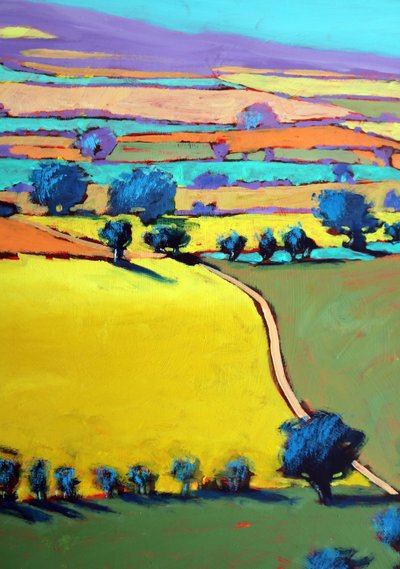 Cotswold Way close up 7 (akryl om bord) av Paul Powis