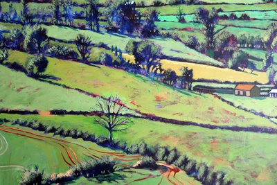 Pentre close up 2, 2019 (akryl om bord) av Paul Powis