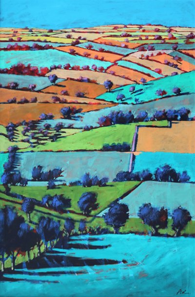 Rodge Hill (akryl om bord) av Paul Powis