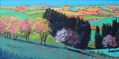 Teme Valley blomst (akryl om bord) av Paul Powis