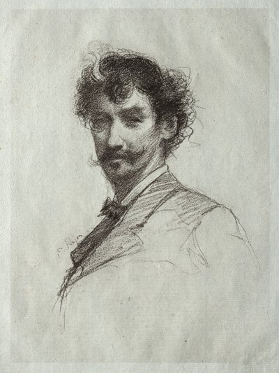 James McNeill Whistler med White Lock og Monocle. av Paul Rajon