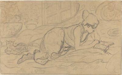 Studie for "The Lying Reader" av Paul Elie Ranson
