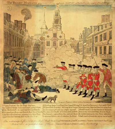 Den blodige massakren 5. mars 1770 av Paul Revere