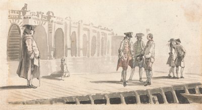 En gruppe menn på Westminster Pier av Paul Sandby