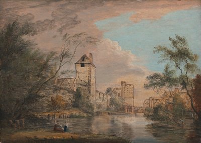 En uferdig utsikt over West Gate, Canterbury av Paul Sandby