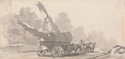 Vogn som bærer en stor trestamme av Paul Sandby