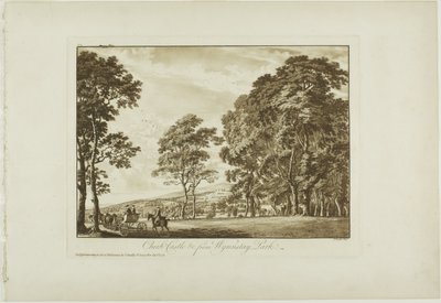 Chirk Castle og ca. fra Wynnstay Park av Paul Sandby