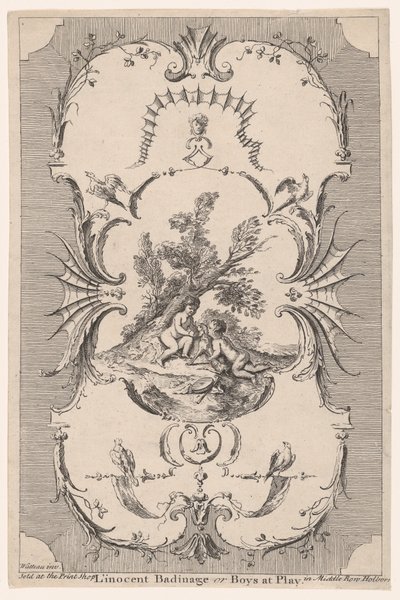 Design for tapet L'Innocent Badinage, eller Boys at Play, ca. 1745-50., ca. 1745-50. av Paul Sandby