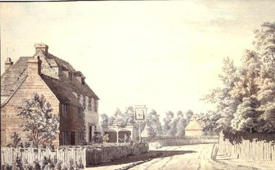 Figurer utenfor en landsbypub av Paul Sandby