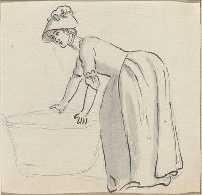 Jente med panser på jobb [recto] av Paul Sandby