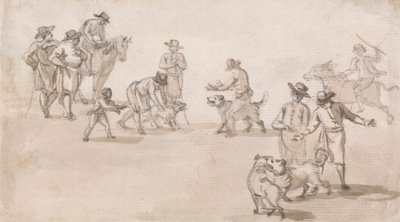Gruppe av figurer: En hundekamp av Paul Sandby