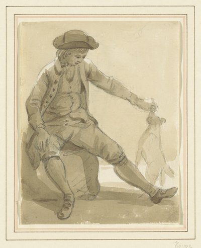 Gutt leker med en hund av Paul Sandby