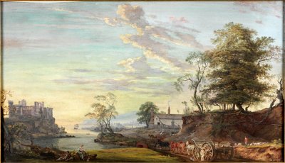 Landskap med Castle on a Bay, ca 1769-1795 (Akvarell og gouache) av Paul Sandby