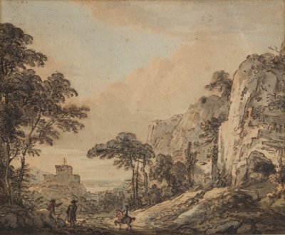 Landskap med rytter (penn, blekk, pensel og wc på papir) av Paul Sandby