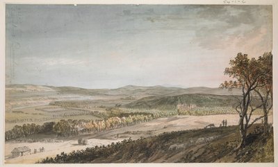 Nithsdale, med Drumlanrig, ca. 1751 (penn, vask og akvarell over blyant på papir) av Paul Sandby