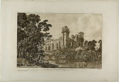 En del av Warwick Castle fra sørøst, plate 4 av Paul Sandby