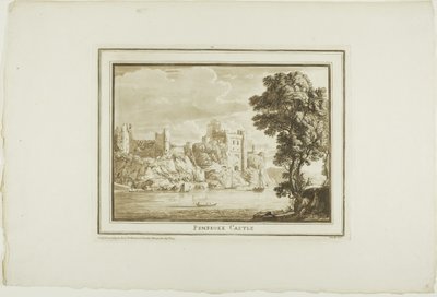 Pembroke Castle, fra Twelve Views in Aquatinta fra tegninger tatt på stedet i Sør-Wales av Paul Sandby