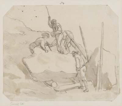 Quarrymen (blyant, pensel og grå vask på papir) av Paul Sandby