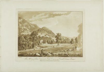 Abbey of Llan Egnerst eller Vale Crucis, og Castle of Dinas Bran av Paul Sandby