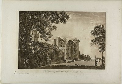Inngangen til Warwick Castle fra Lower Court, plate 2 av Paul Sandby