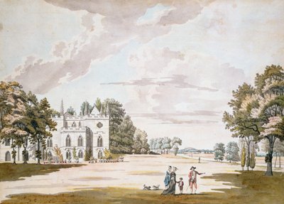 The South Front of Strawberry Hill, 1700-tallet (wc, penn og blekk på papir) av Paul Sandby