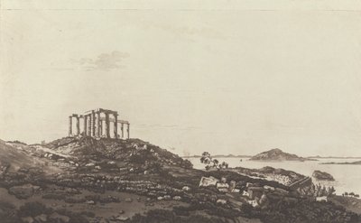 Utsikt i Levanten: Ødelagt tempel på bakken ved Suninum med utsikt over øyene av Paul Sandby