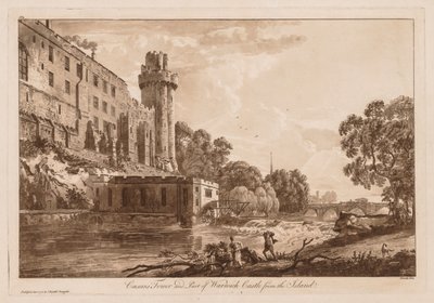Utsikt over Warwick Castle: Caesars eier og en del av Warwick Castle fra øya av Paul Sandby