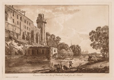 Utsikt over Warwick Castle: Caesars ower og en del av Warwick Castle fra øya, 1776. av Paul Sandby