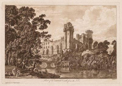 Utsikt over Warwick Castle: En del av Warwick Castle fra sørøst, 1776. av Paul Sandby