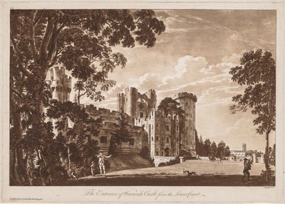 Utsikt over Warwick Castle: Inngangen til Warwick Castle fra Lower Court av Paul Sandby