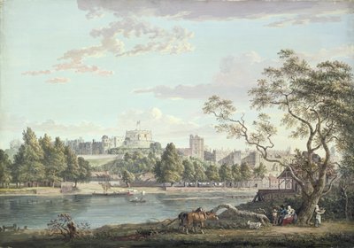 Windsor Castle, fra over Themsen (kroppsfarge over blyant på papir) av Paul Sandby