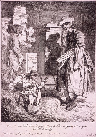 Kvinne med et sjeldent show, Cries of London, 1760 av Paul Sandby