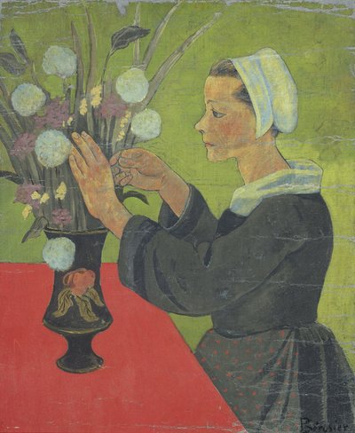 Bretonsk kvinne med bukett (Huelgoat) av Paul Sérusier