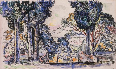 Sypresser i Sainte-Anne Saint Tropez av Paul Signac