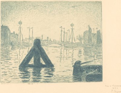 Havn i Holland - Flushing (La balise - En Holland, Flessingue) av Paul Signac