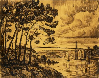 Lezardrieux-broen, 1922 av Paul Signac