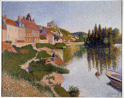 Les Andelys, banken Maleri av Paul Signac (1863-1935) 1886 Søn. 0,65x0,81 m Paris, musee d
