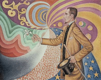 Opus 217. Mot emaljen av en bakgrunnsrytmikk med takter og vinkler, toner og fargetoner, Portrett av Felix Feneon i 1890 (olje på lerret) av Paul Signac