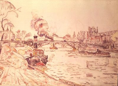 Paris med Louvre og Pont des Arts av Paul Signac