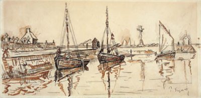 Seilskuter i havnen i Barfleur av Paul Signac