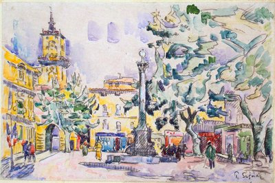 Plassen til Hotel de Ville i Aix-en-Provence, tidlig på 1900-tallet av Paul Signac