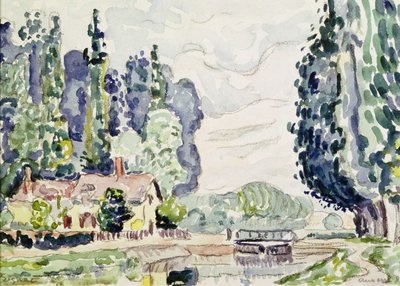 The Blue Poplars, 1903 (blyant og wc på papir) av Paul Signac